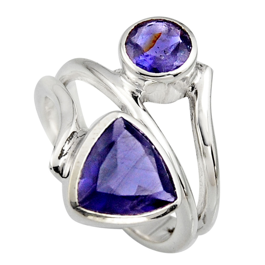 6.57cts natural blue iolite 925 sterling silver ring jewelry size 8.5 r6837