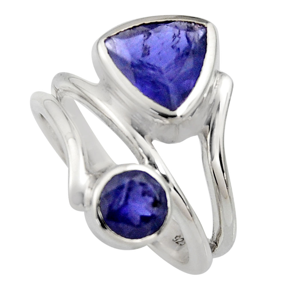 925 sterling silver 6.32cts natural blue iolite ring jewelry size 6 r6838