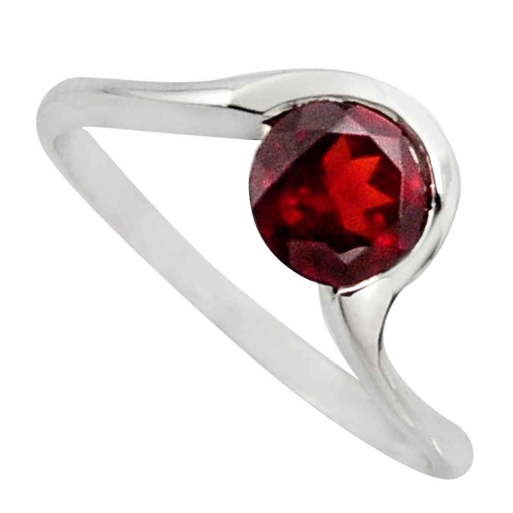 925 sterling silver 1.10cts natural red garnet solitaire ring size 7.5 r6848