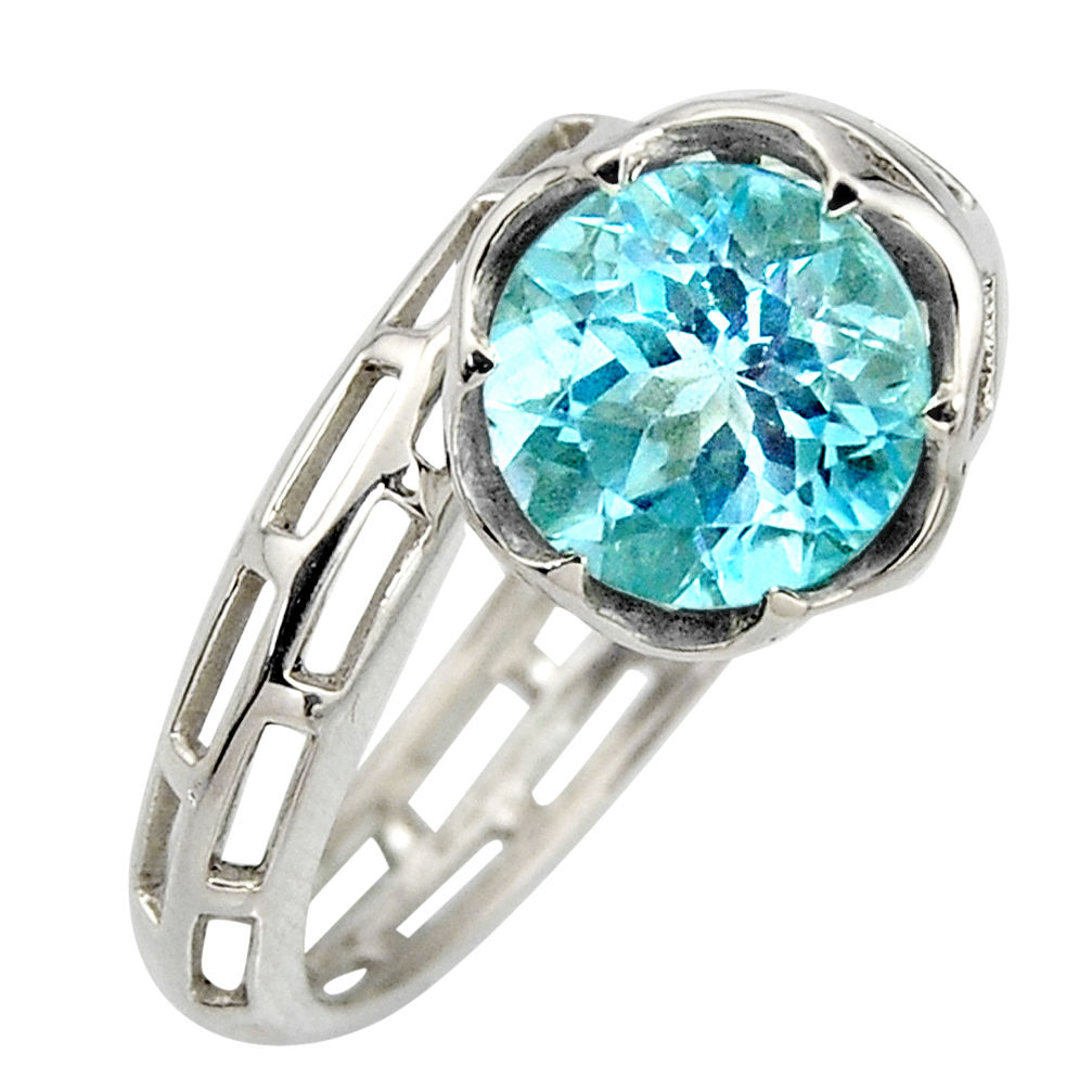 5.53cts natural blue topaz 925 sterling silver solitaire ring size 7.5 r6870