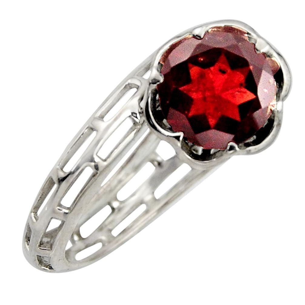 925 sterling silver 6.03cts natural red garnet solitaire ring size 8.5 r6874