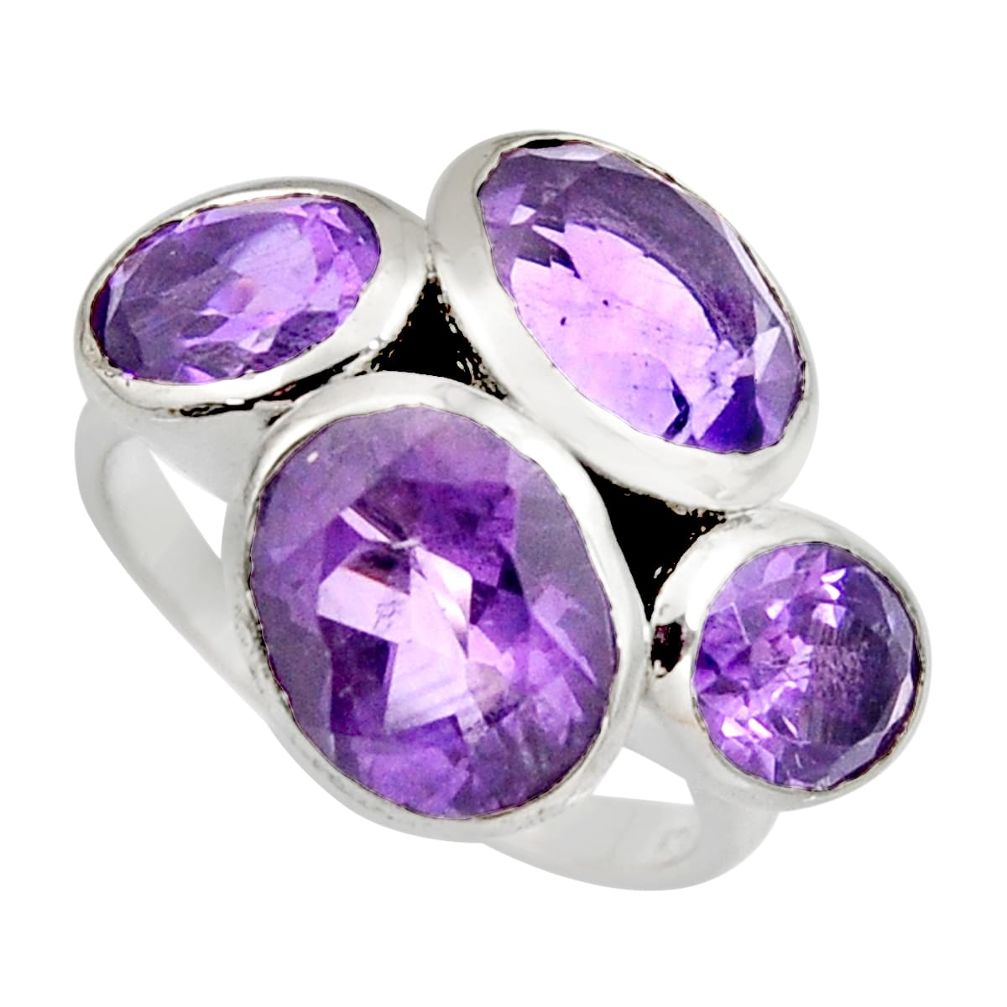 925 sterling silver 11.27cts natural purple amethyst ring jewelry size 9.5 r6883