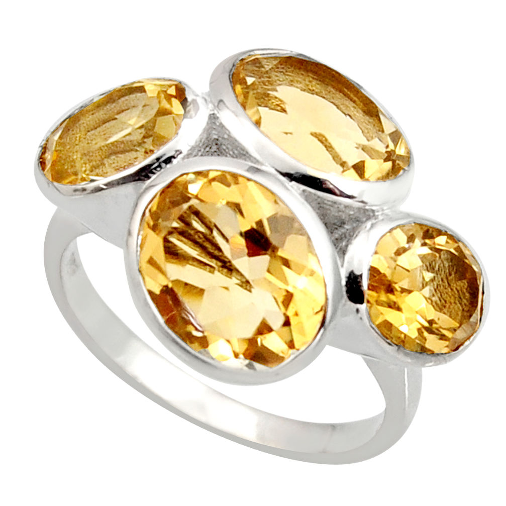 12.40cts natural yellow citrine 925 sterling silver ring jewelry size 7 r6885