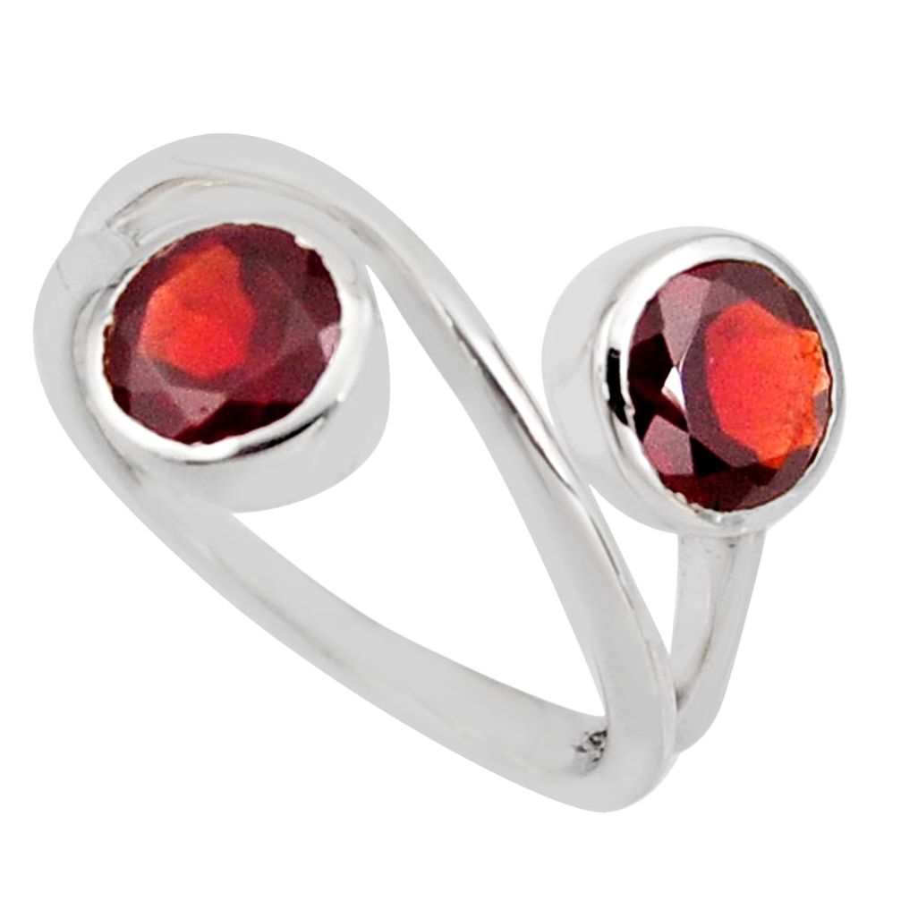 925 sterling silver 2.47cts natural red garnet round ring jewelry size 5.5 r6931