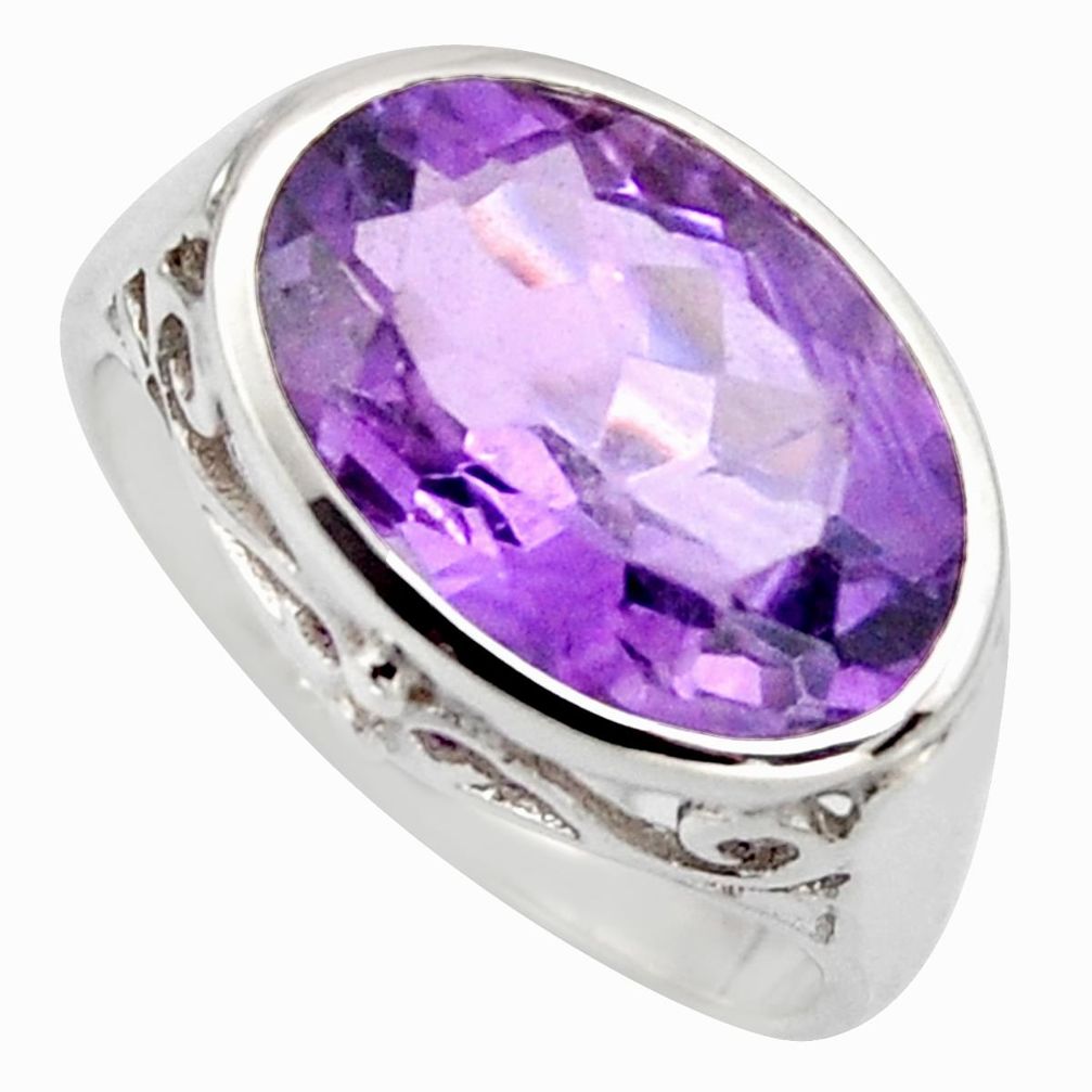 6.72cts natural purple amethyst 925 silver solitaire ring jewelry size 6.5 r6948