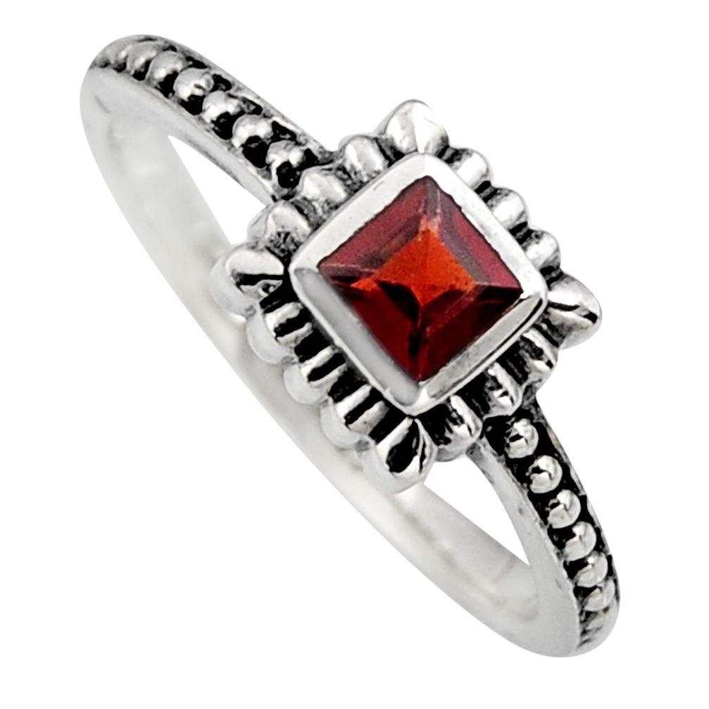 0.45cts natural red garnet 925 sterling silver solitaire ring size 7.5 r6965