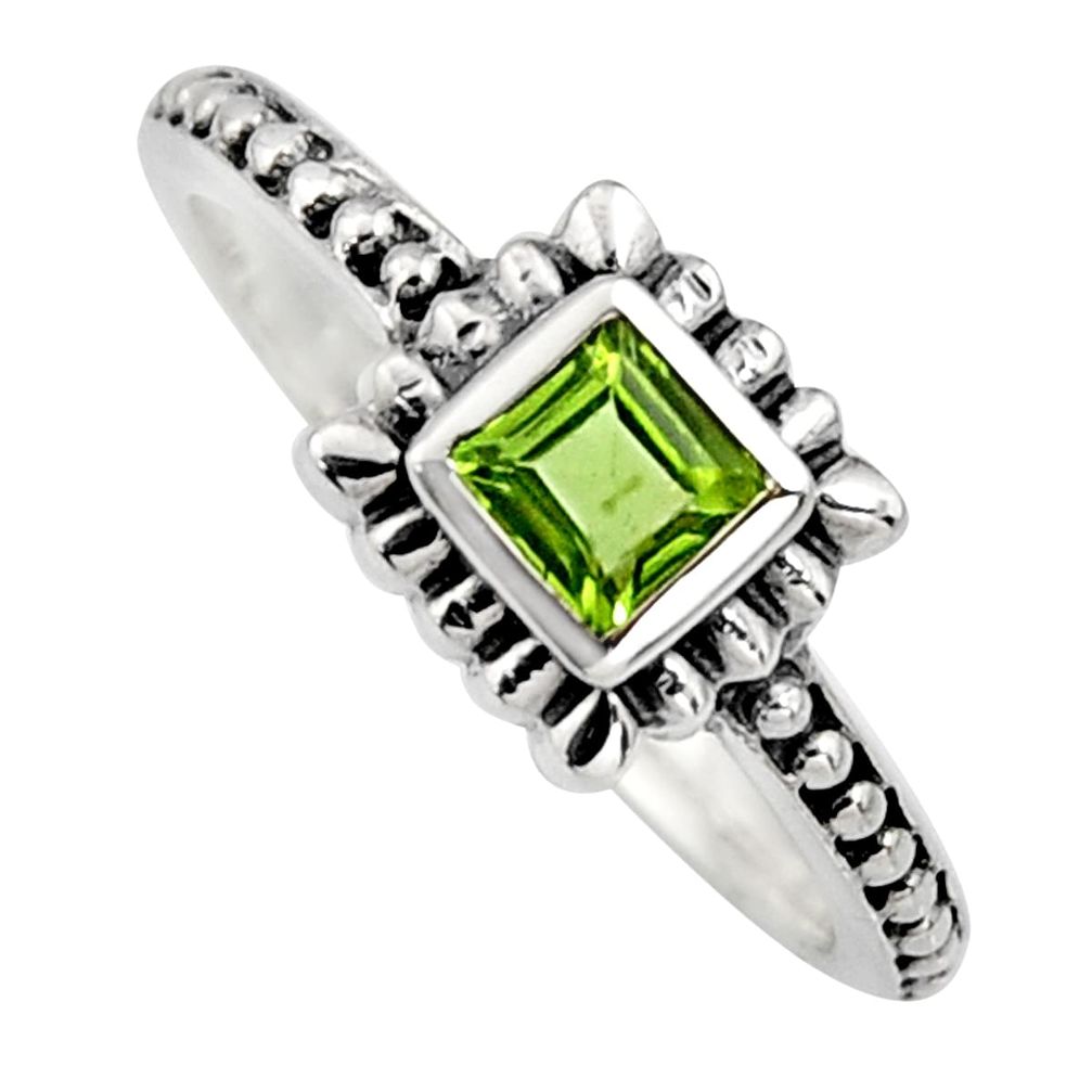 925 sterling silver 0.46cts natural green peridot solitaire ring size 7.5 r6970