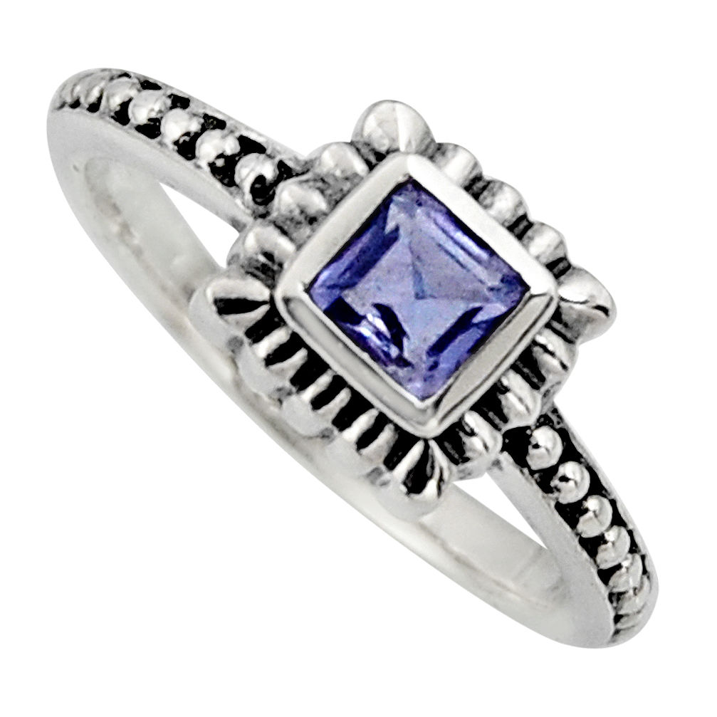 925 sterling silver 0.43cts natural blue iolite solitaire ring size 5.5 r6980