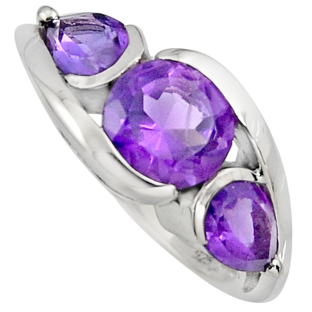 7.04cts natural purple amethyst 925 sterling silver ring jewelry size 7.5 r6981