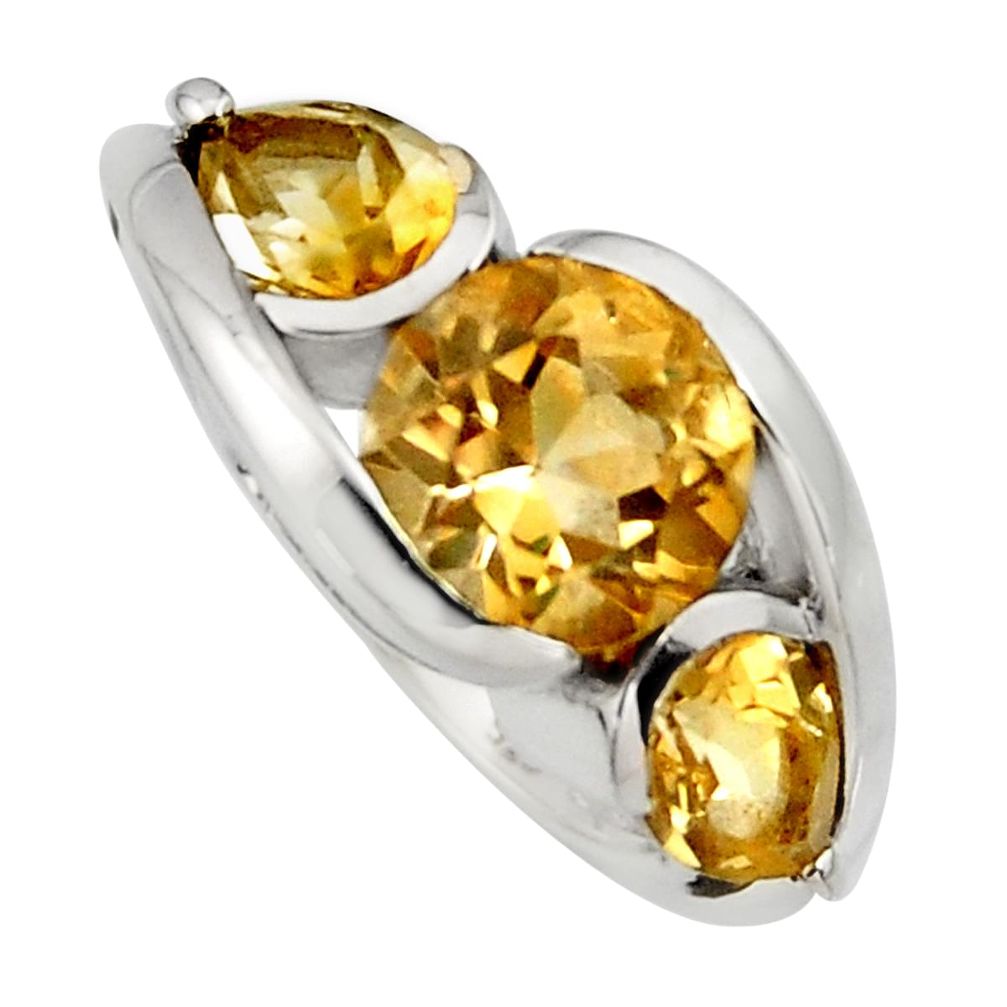 925 sterling silver 7.33cts natural yellow citrine ring jewelry size 5.5 r6994