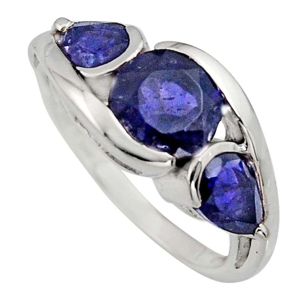 6.98cts natural blue iolite 925 sterling silver ring jewelry size 8.5 r7000