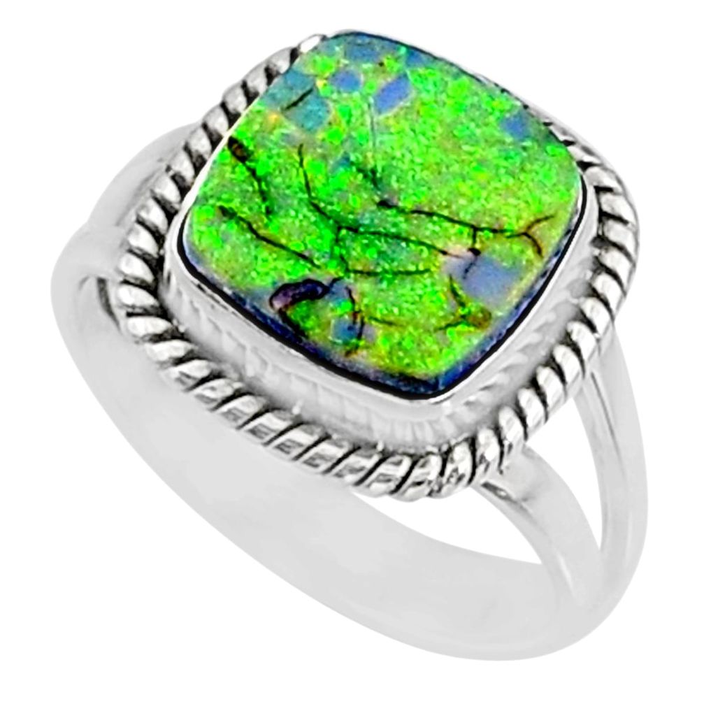 3.62cts multi color sterling opal 925 silver solitaire ring size 7 r70216
