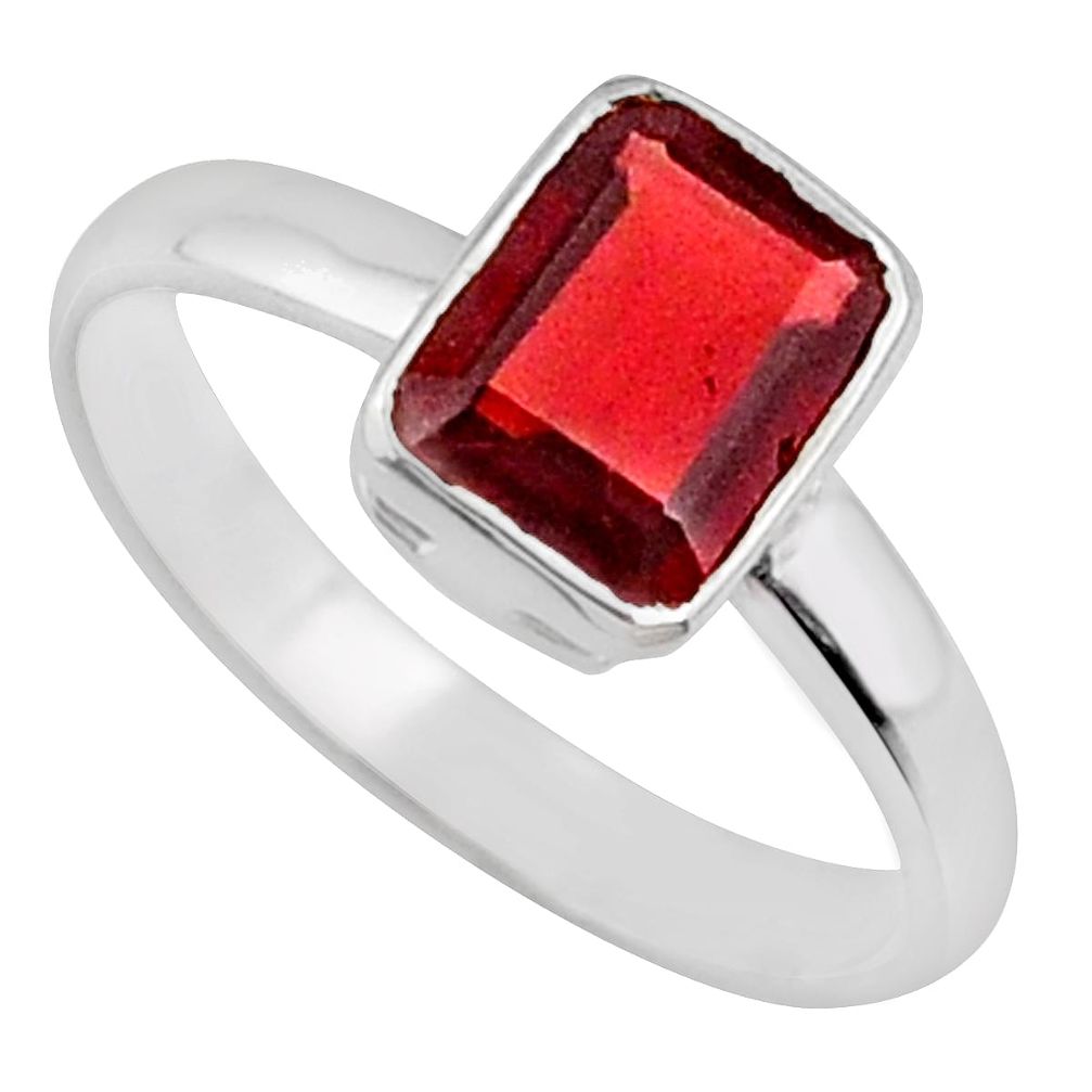 2.02cts natural red garnet 925 sterling silver faceted ring size 6.5 r70871