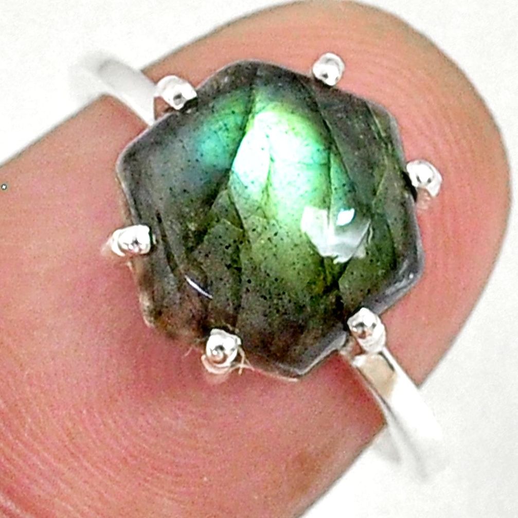 925 silver 4.72cts natural blue labradorite solitaire ring jewelry size 7 r71004