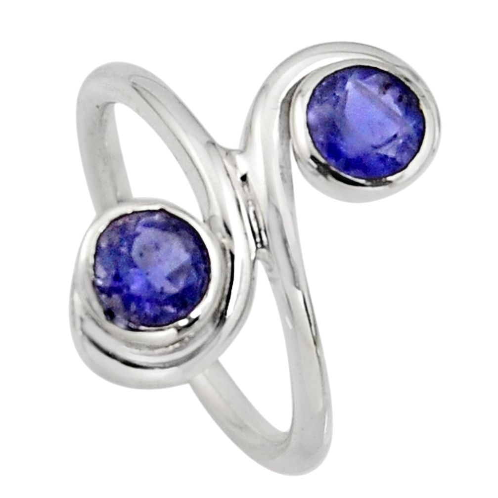 2.08cts natural blue iolite 925 sterling silver ring jewelry size 5.5 r7457