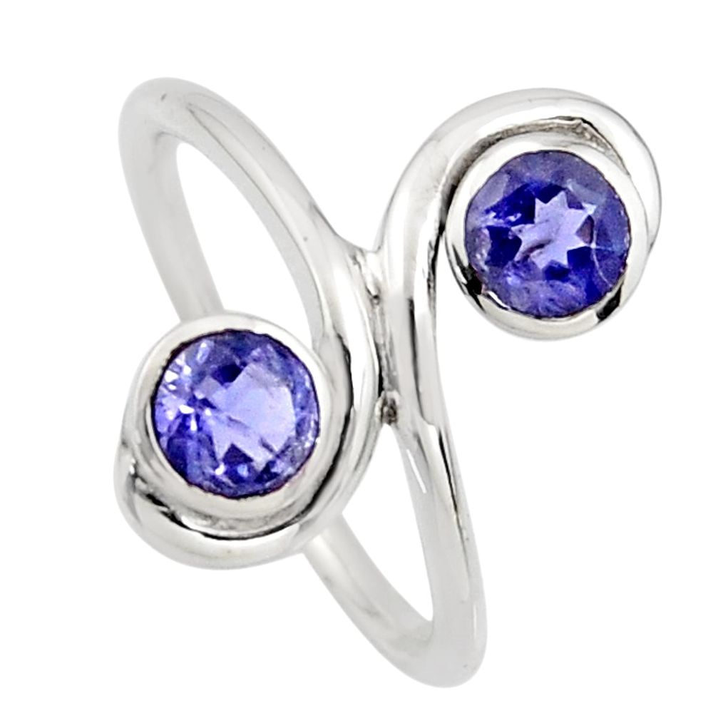925 sterling silver 2.09cts natural blue iolite ring jewelry size 7.5 r7458