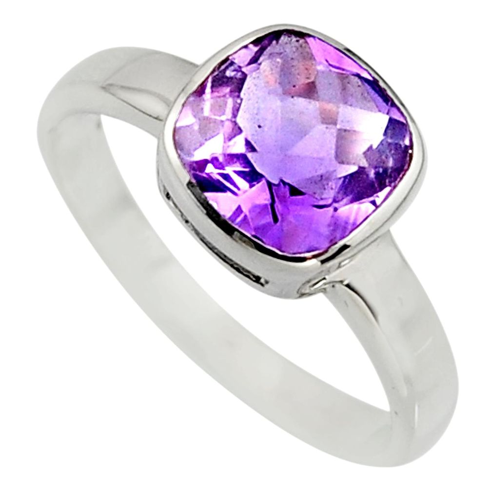 3.03cts natural purple amethyst 925 silver solitaire ring jewelry size 5.5 r7461