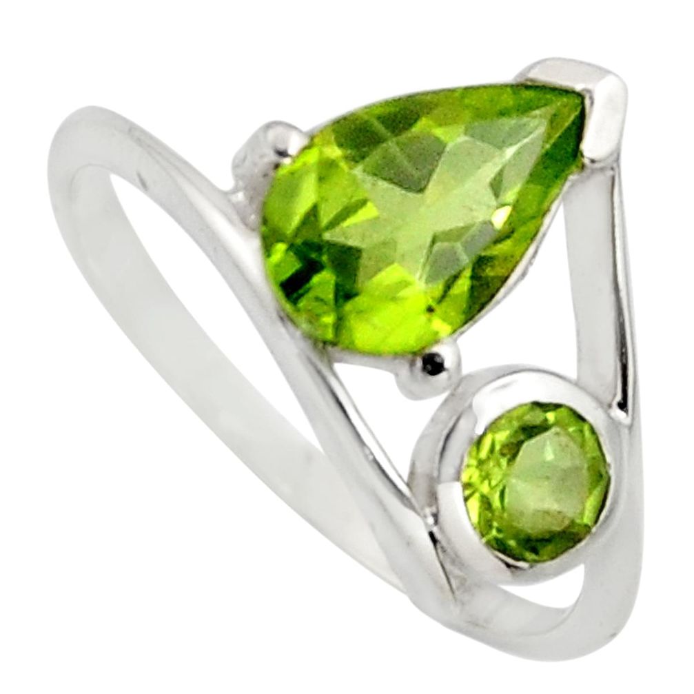 925 sterling silver 2.95cts natural green peridot ring jewelry size 6.5 r7487