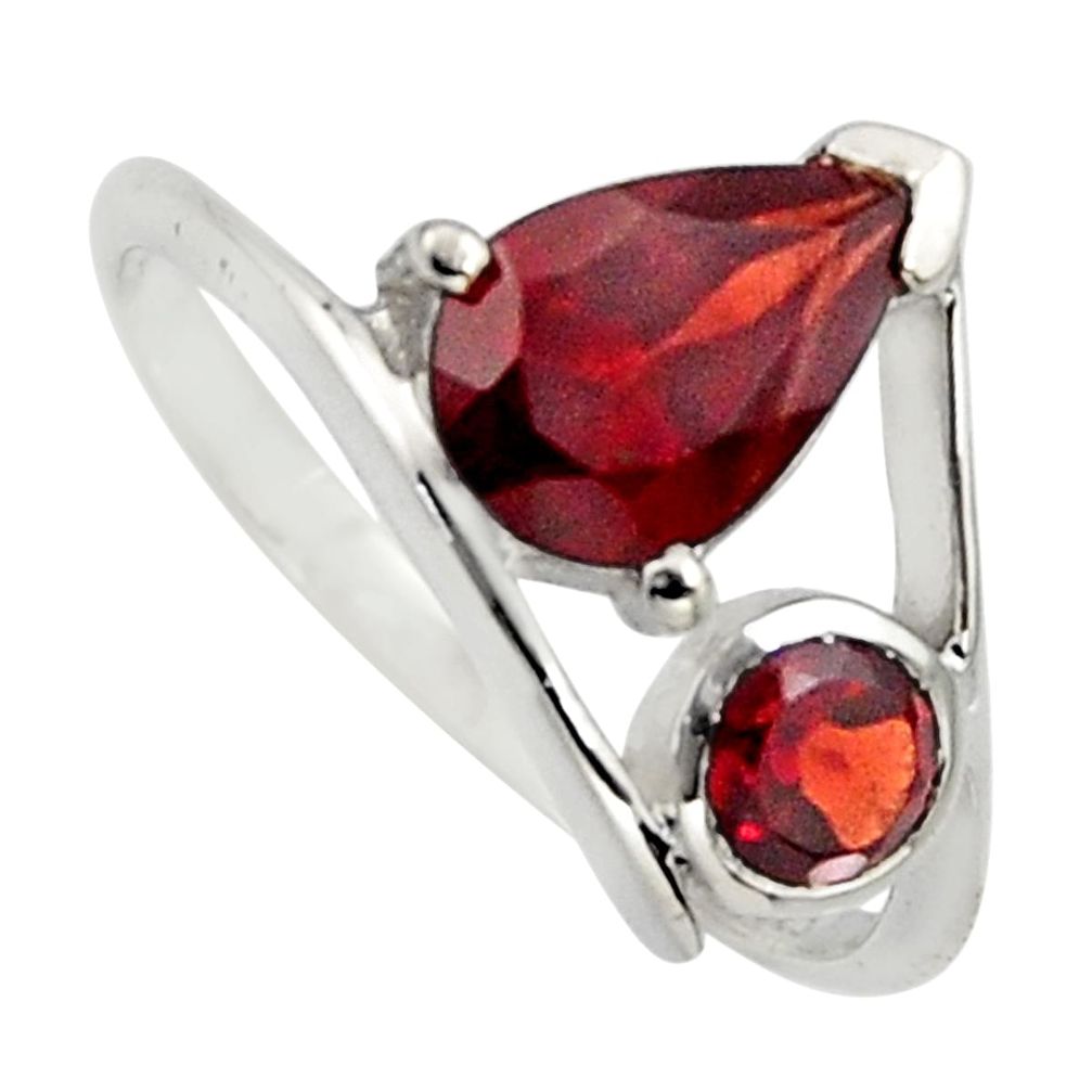 925 sterling silver 2.95cts natural red garnet ring jewelry size 6 r7492