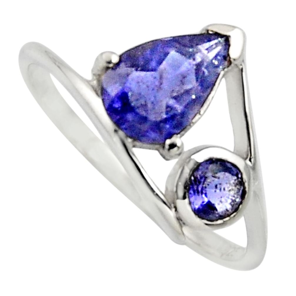 925 sterling silver 2.74cts natural blue iolite ring jewelry size 6 r7500