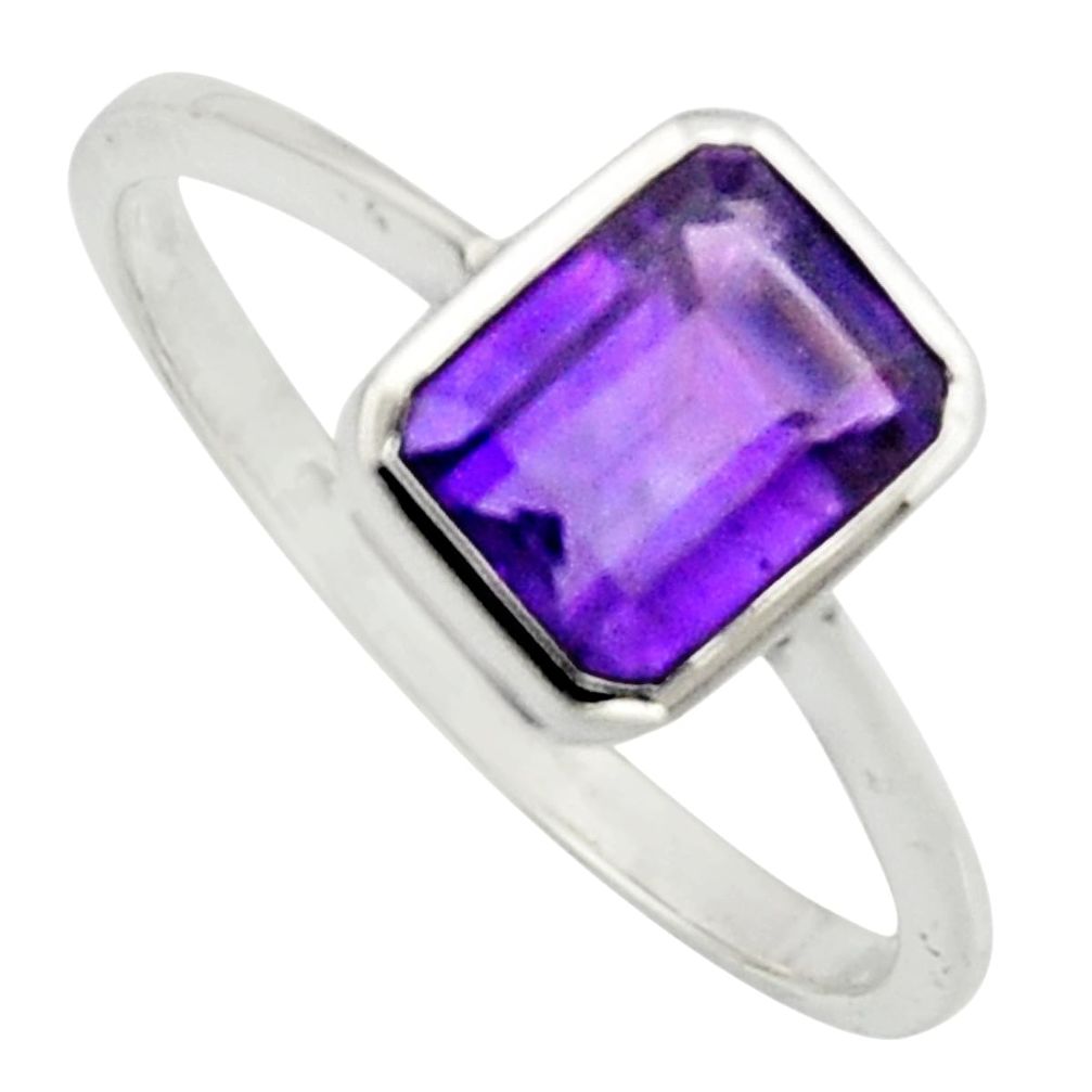 2.13cts natural purple amethyst 925 silver solitaire ring jewelry size 7.5 r7503