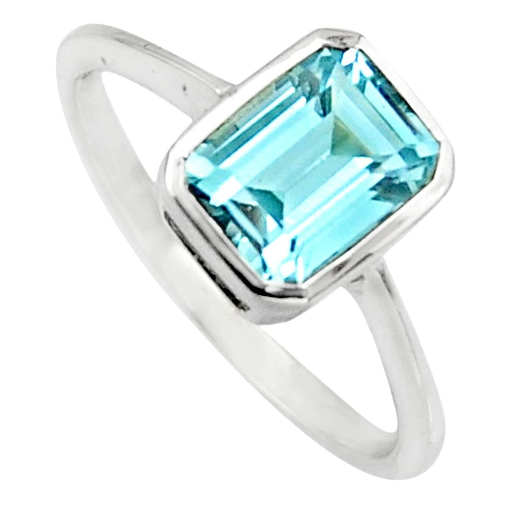 2.28cts natural blue topaz 925 sterling silver solitaire ring size 5.5 r7505