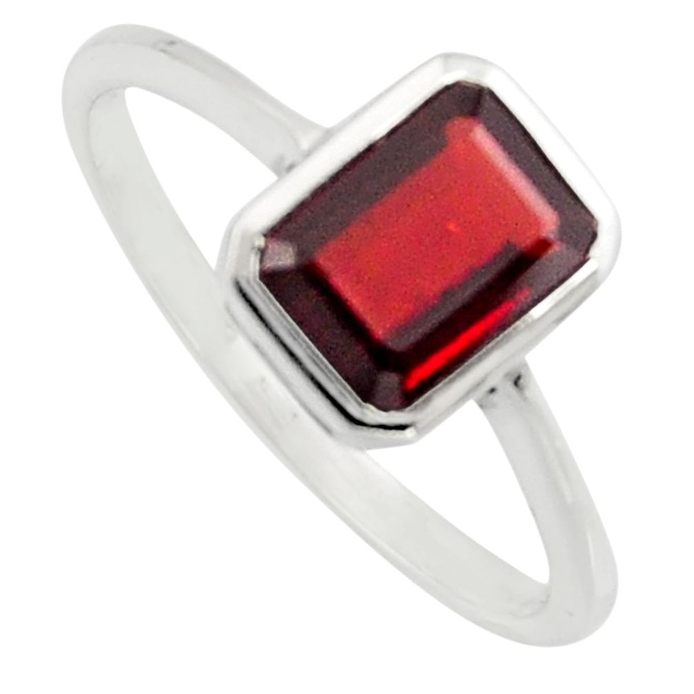 2.31cts natural red garnet 925 sterling silver solitaire ring size 5.5 r7509