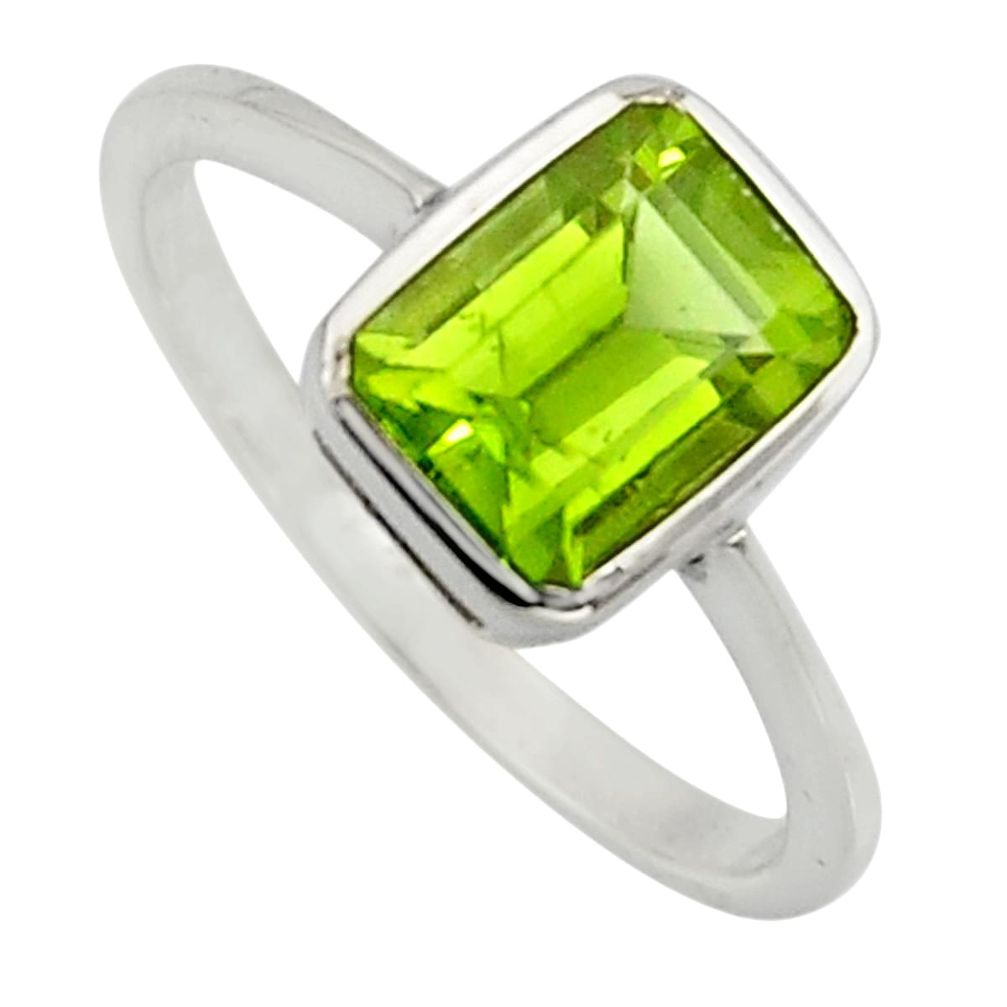 2.27cts natural green peridot 925 silver solitaire ring jewelry size 9.5 r7510
