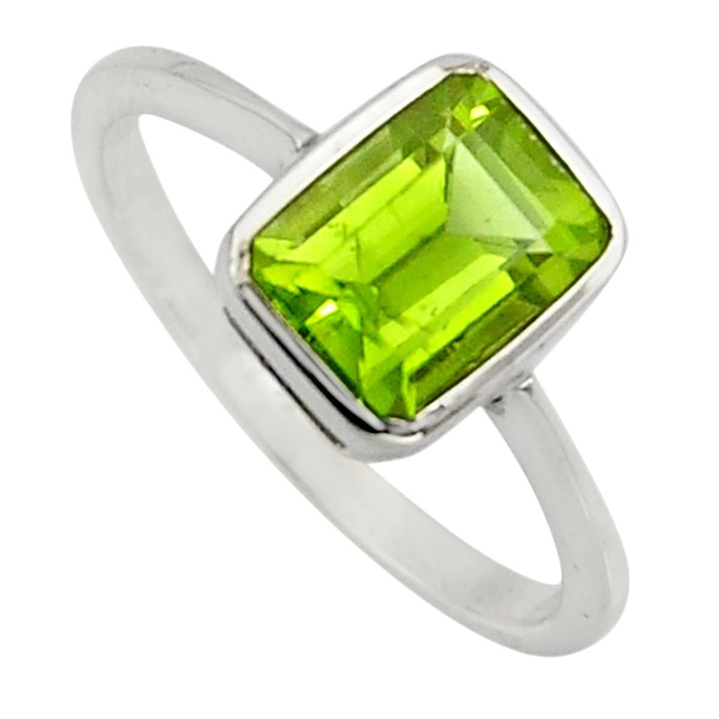 2.28cts fine green peridot 925 sterling silver solitaire ring size 7.5 r7515