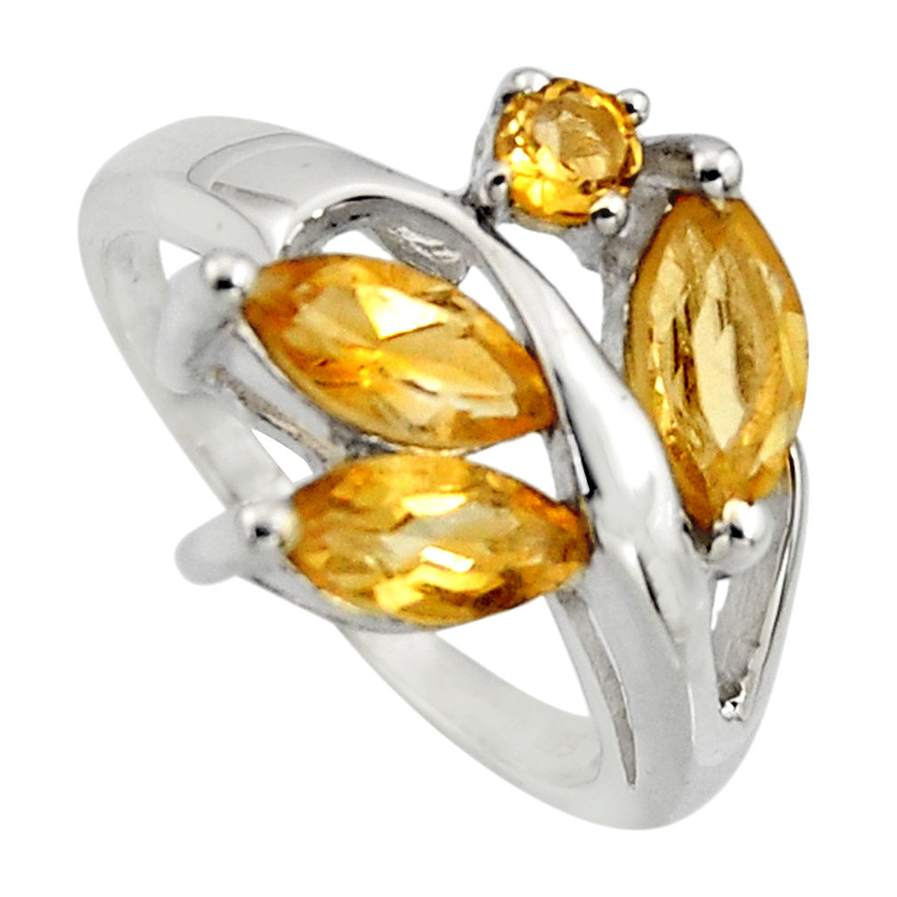 925 sterling silver 5.96cts natural yellow citrine ring jewelry size 6.5 r7531