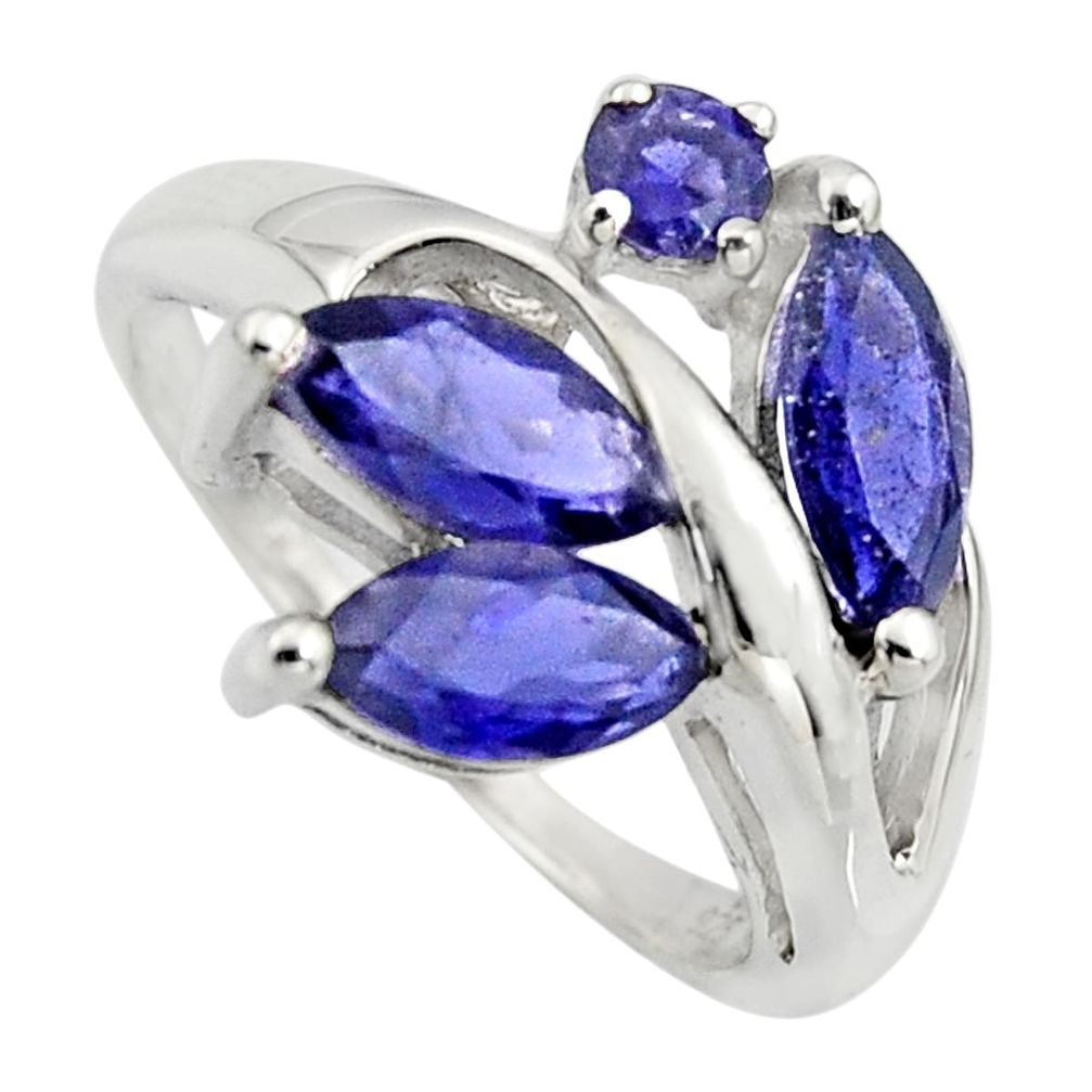 5.64cts natural blue iolite 925 sterling silver ring jewelry size 8 r7539