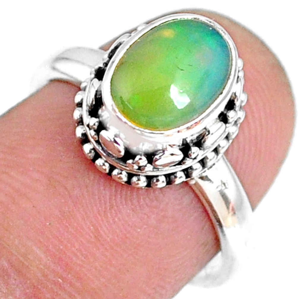 2.81cts natural ethiopian opal 925 sterling silver solitaire ring size 7 r75437