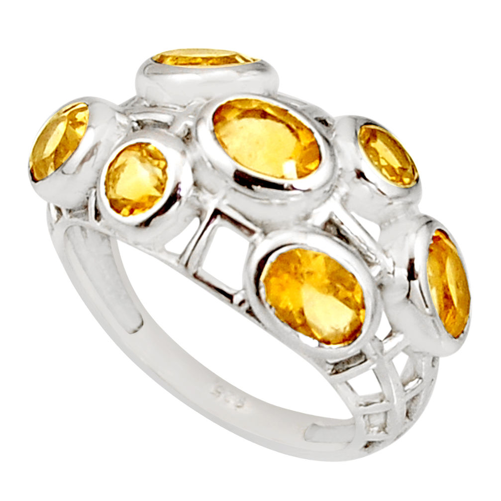 925 sterling silver 5.75cts natural yellow citrine ring jewelry size 7 r7544