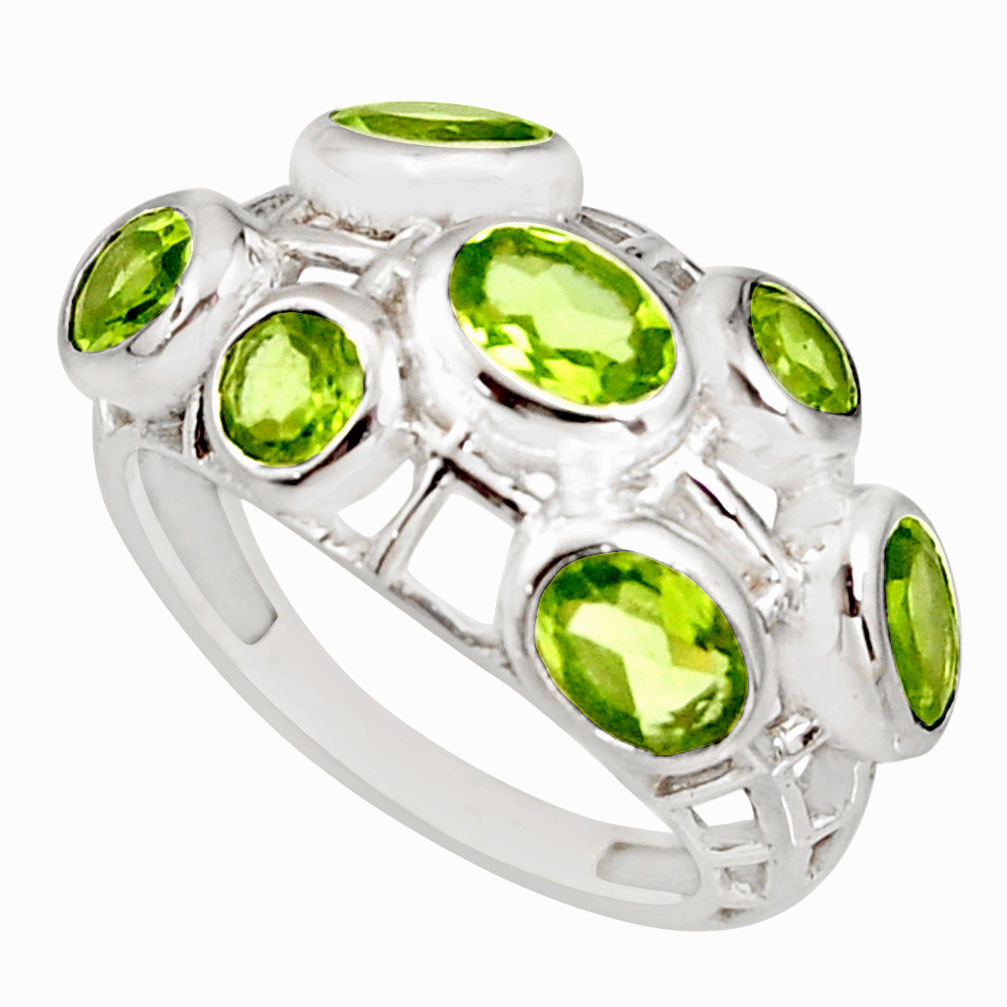 6.18cts natural green peridot 925 sterling silver ring jewelry size 8 r7551
