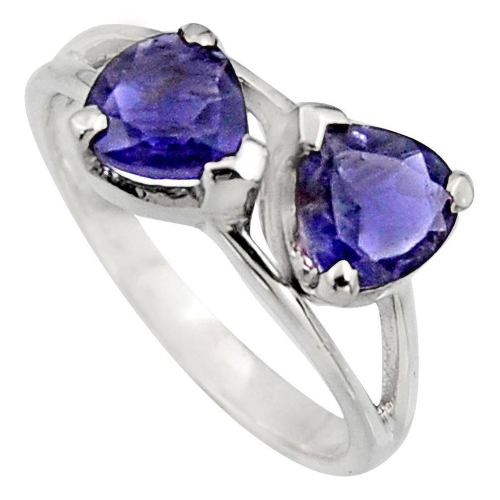 1.85cts natural blue iolite 925 sterling silver ring jewelry size 5.5 r7577