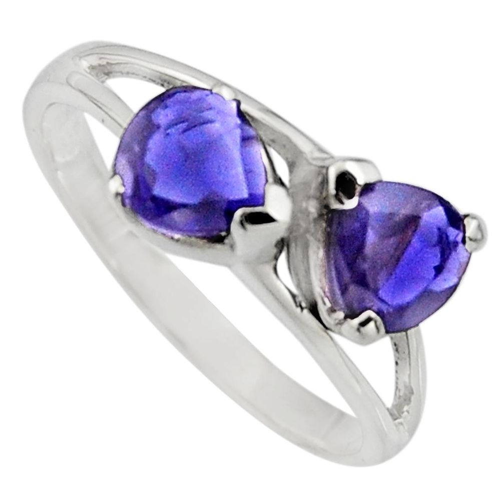 2.02cts natural blue iolite 925 sterling silver ring jewelry size 7.5 r7578