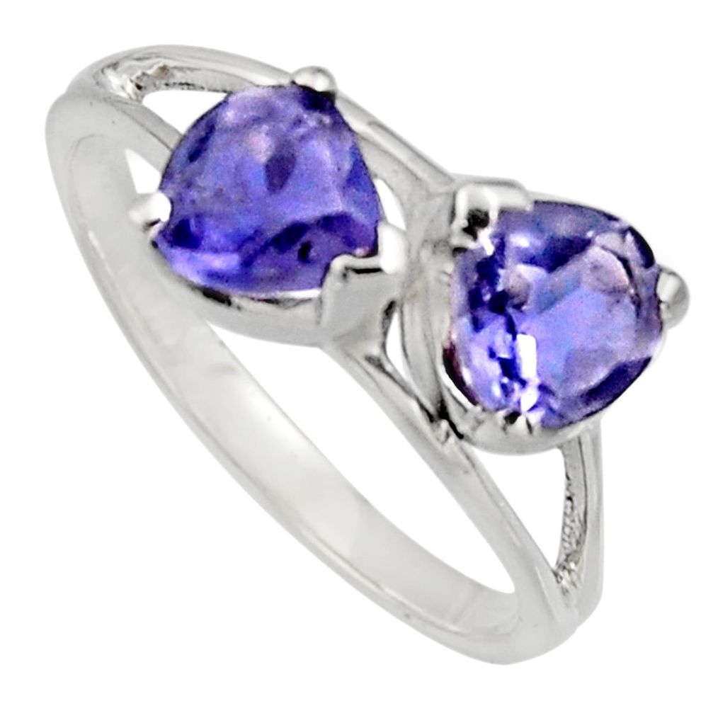 1.85cts natural blue iolite 925 sterling silver ring jewelry size 6.5 r7579