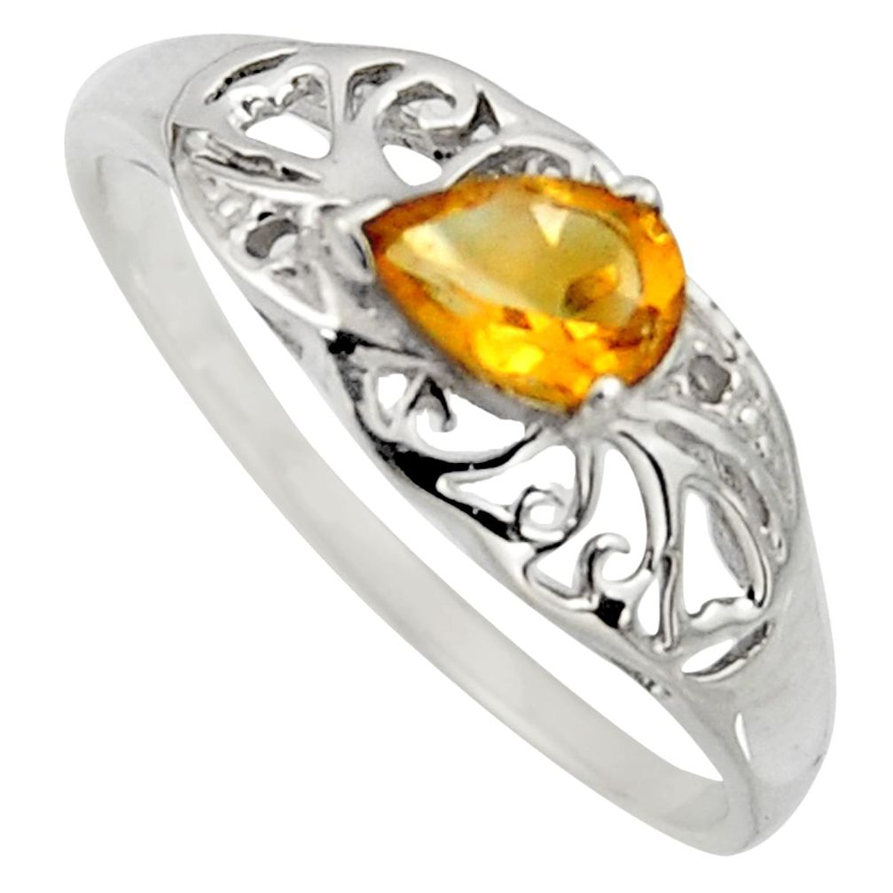 1.48cts natural yellow citrine 925 sterling silver solitaire ring size 5.5 r7607