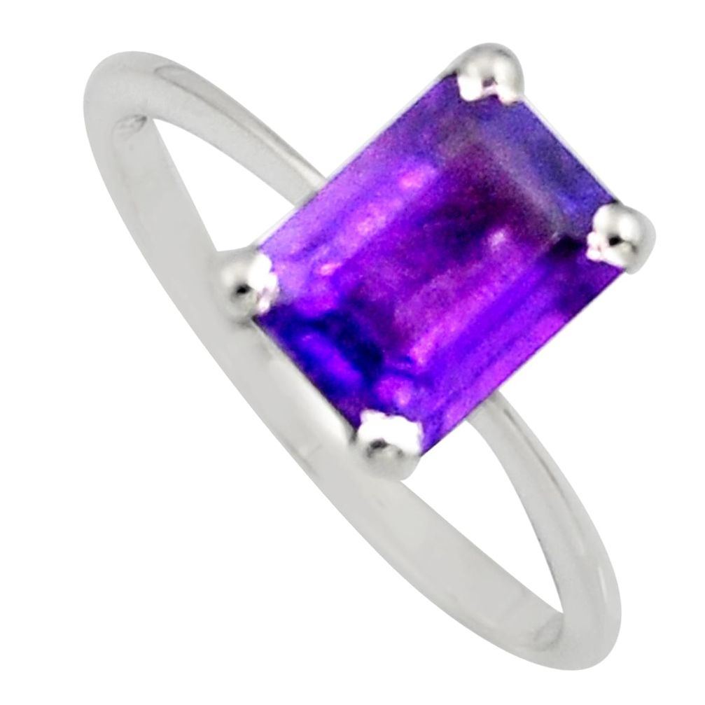 1.98cts natural purple amethyst 925 silver solitaire ring jewelry size 5 r7641