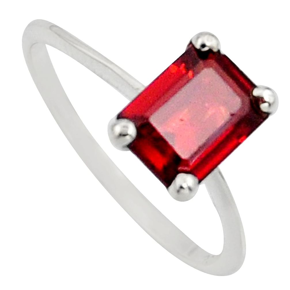 1.96cts natural red garnet 925 sterling silver solitaire ring size 5 r7645