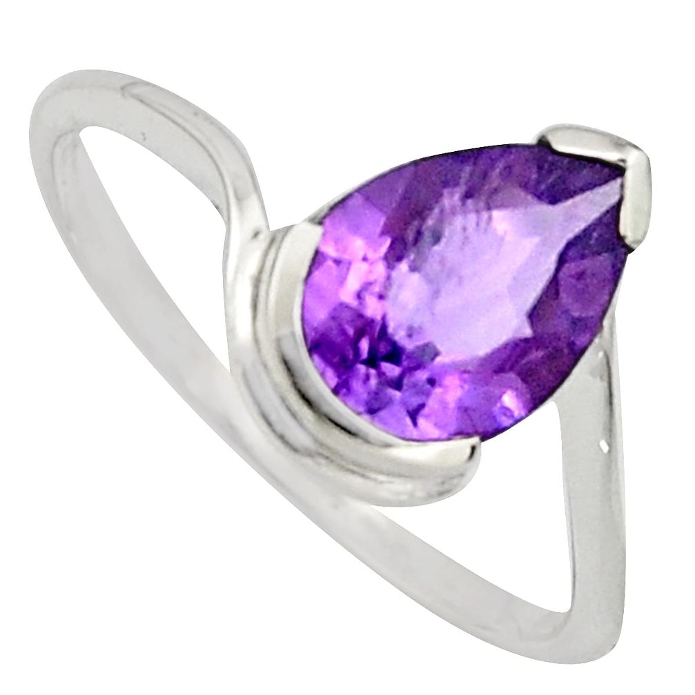 2.49cts natural purple amethyst 925 silver solitaire ring jewelry size 7.5 r7660
