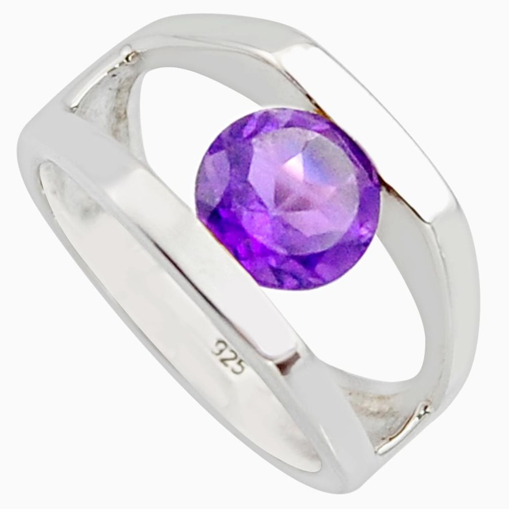 925 silver 2.44cts natural purple amethyst solitaire ring jewelry size 5.5 r7664