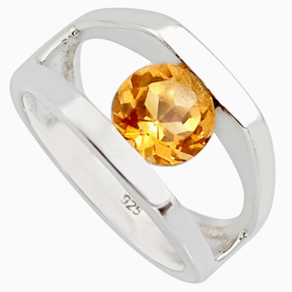 925 sterling silver 2.50cts natural yellow citrine solitaire ring size 5.5 r7670