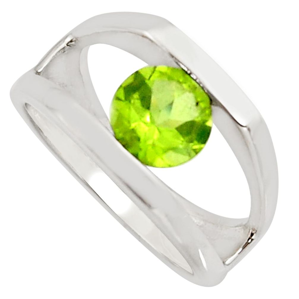 925 sterling silver 2.50cts natural green peridot solitaire ring size 5.5 r7679