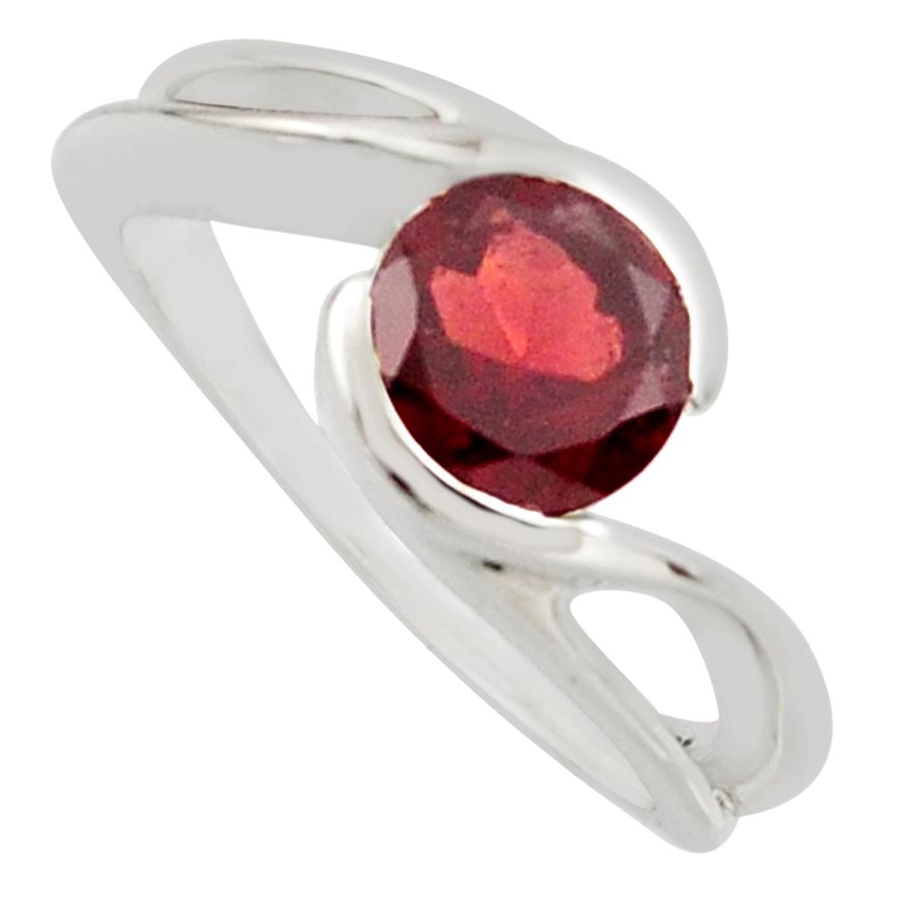 2.33cts natural red garnet 925 sterling silver solitaire ring size 7.5 r7695