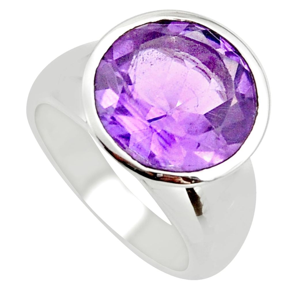 7.84cts natural purple amethyst 925 silver solitaire ring jewelry size 5.5 r7743