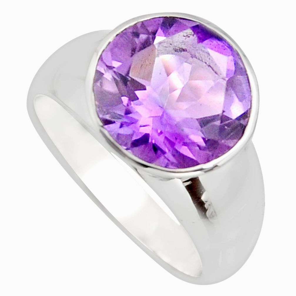 8.22cts natural purple amethyst 925 silver solitaire ring jewelry size 5.5 r7746