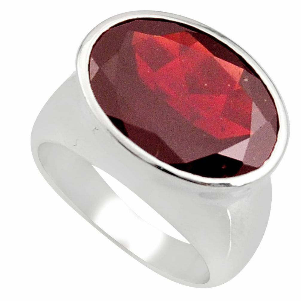 925 sterling silver 10.26cts natural red garnet solitaire ring size 5.5 r7757