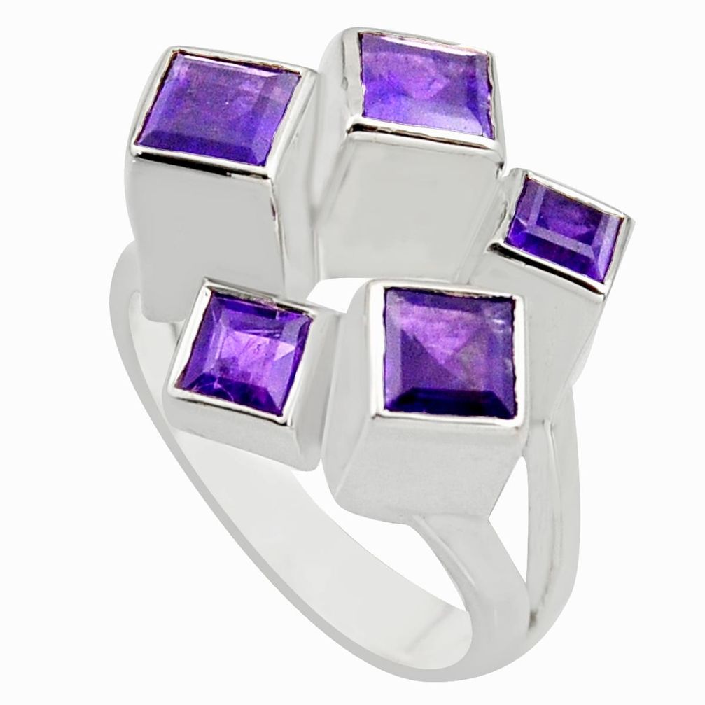 3.14cts natural purple amethyst 925 sterling silver ring jewelry size 9 r7762