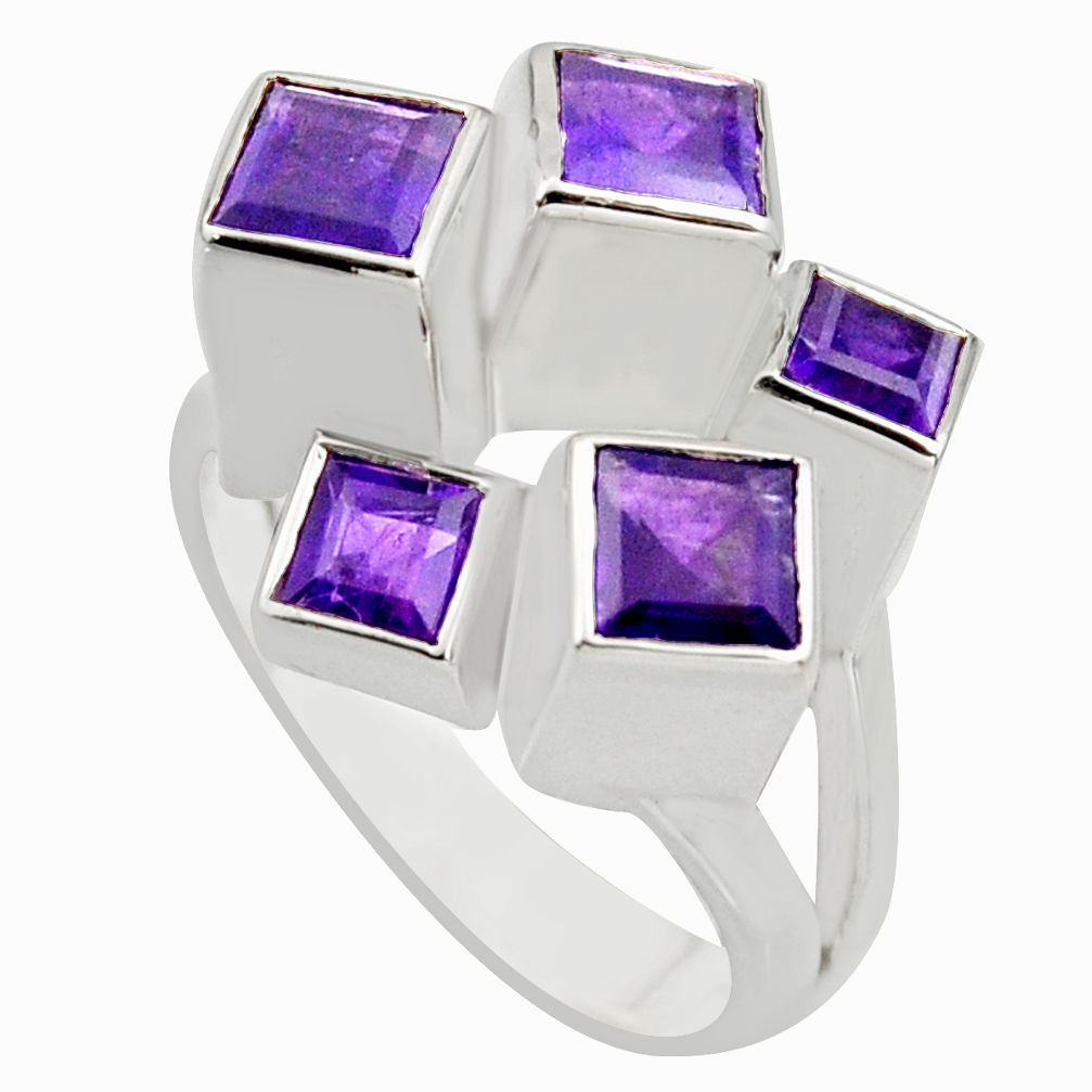 925 sterling silver 3.08cts natural purple amethyst ring jewelry size 10.5 r7764